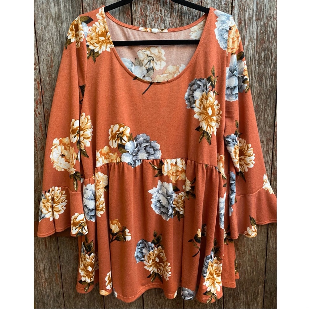 Plus size floral babydoll top